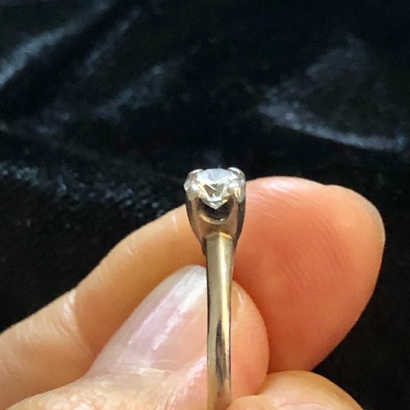 Solid 18K White Gold Diamond Split Engagement Ring - Picture 3 of 6